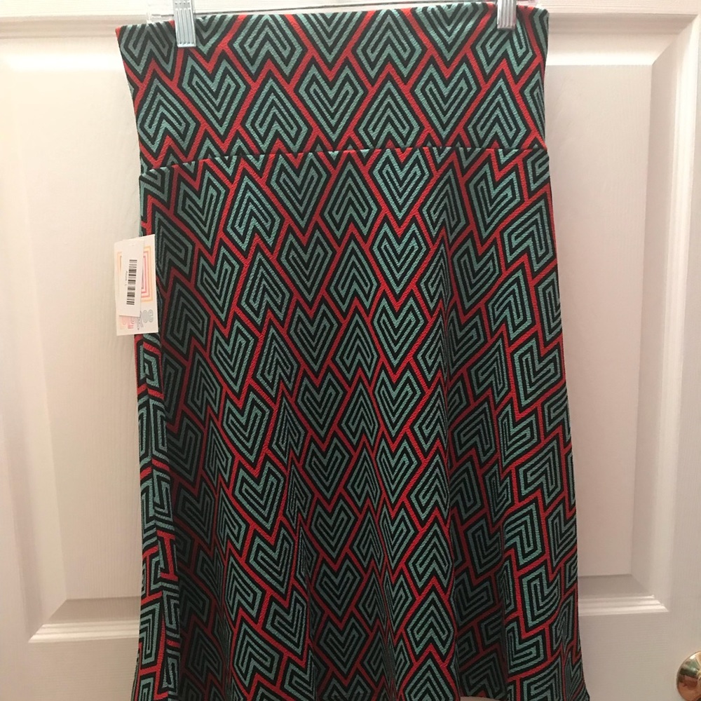 Teal and Red LulaRoe Azure Skirt- NWT!
